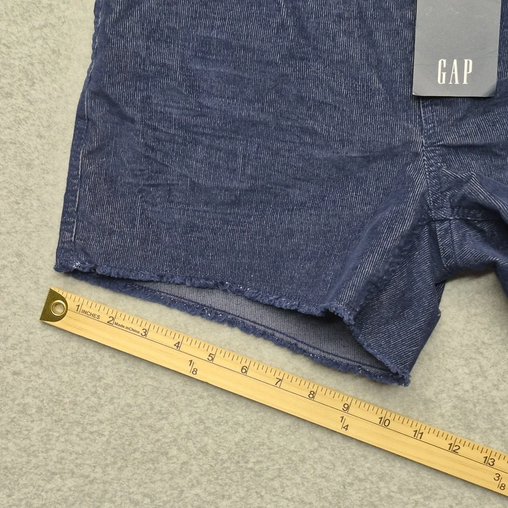 NWT Gap Womens 6 Dark Blue Corduroy Shorts Raw Hem High Rise Cut Off